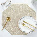 Pressed Vinyl Metallic Champaign Gold Hexagon Placemat/Wedding Accent Centerpiece Placemat